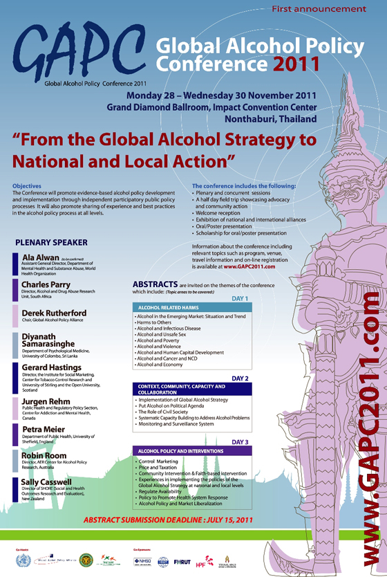 งานประชุม Global Conference On Alcohol Policy - สำนักงานกองทุนสนับสนุน ...